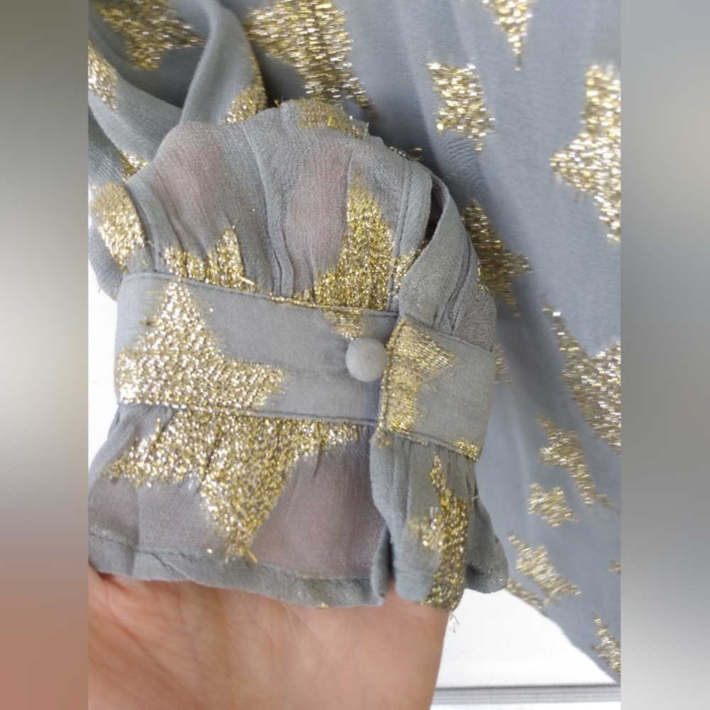 LOFT Gray and Gold Star Patterned Dress - Picture 7 of 10